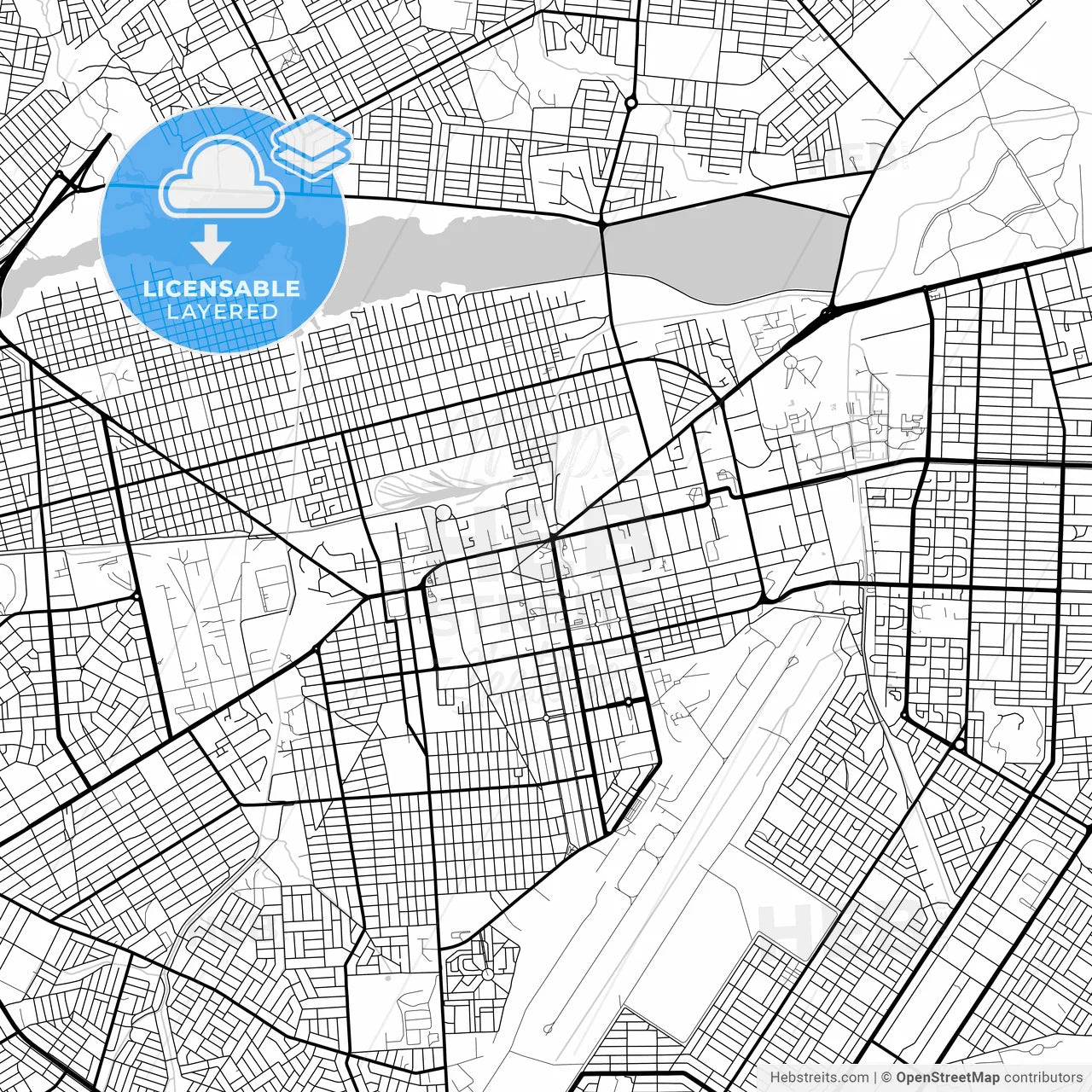 Layered PDF map of Ouagadougou, Burkina Faso