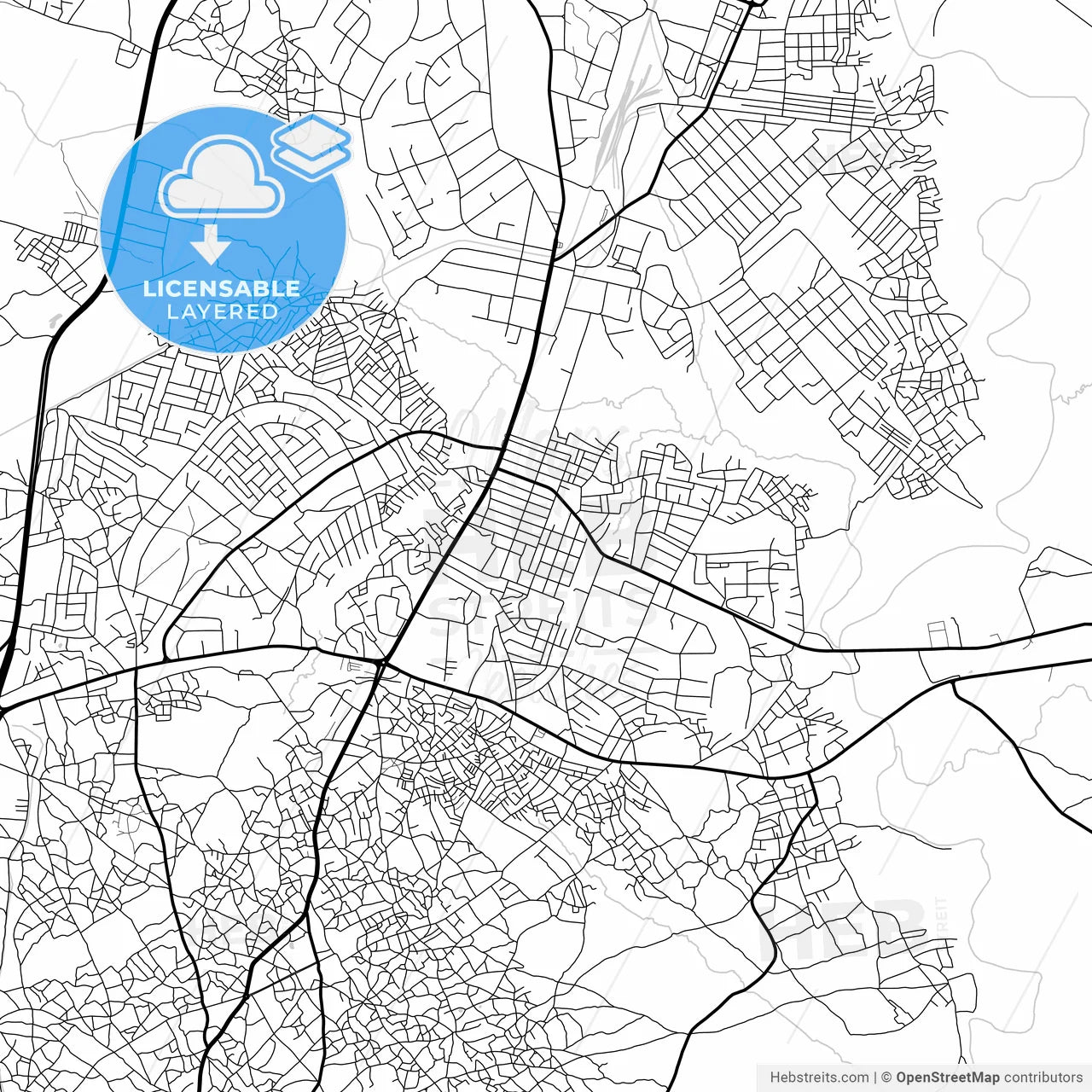 Layered PDF map of Zaria, Nigeria