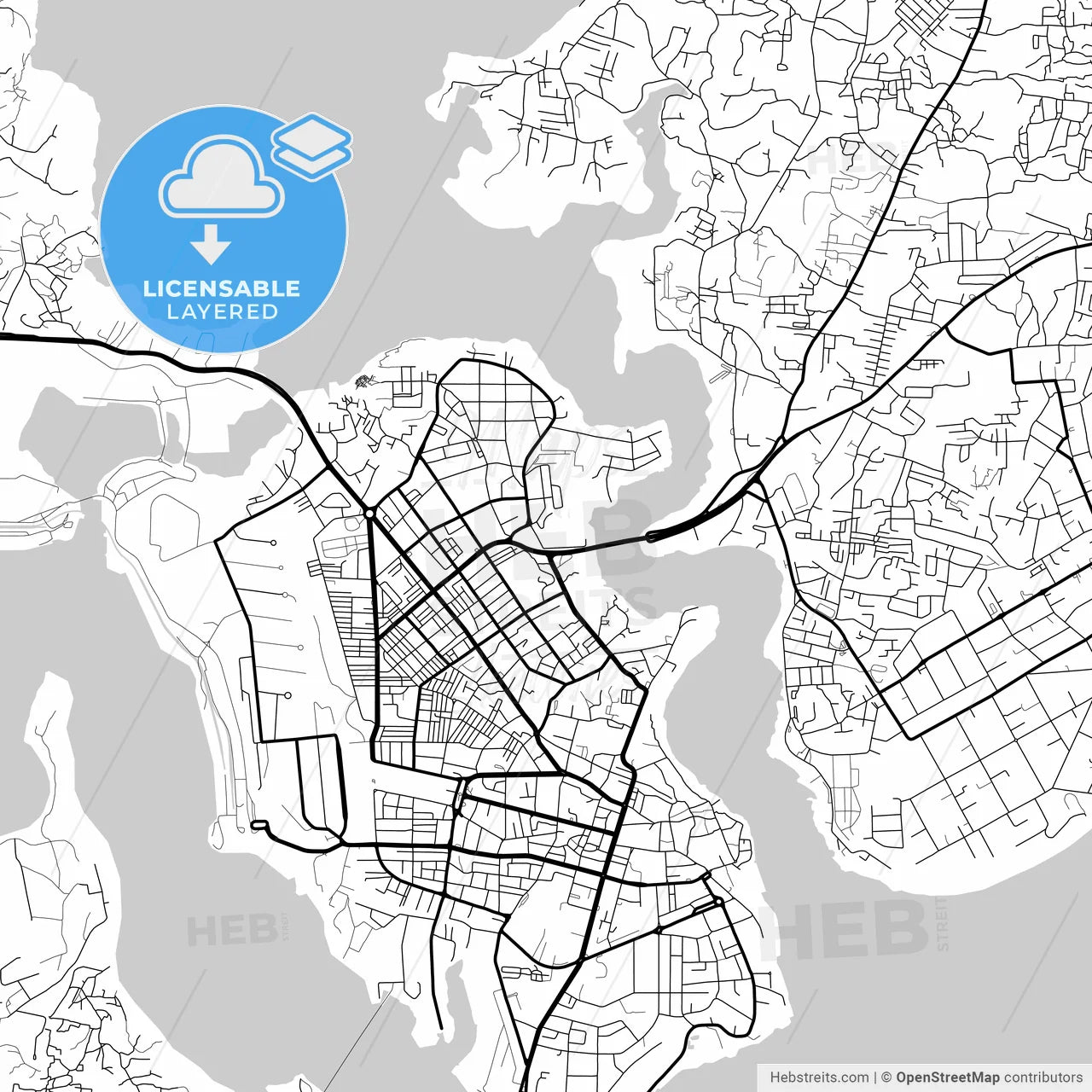 Layered PDF map of Mombasa, Kenya