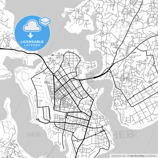 Layered PDF map of Mombasa, Kenya
