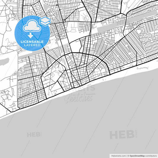 Layered PDF map of Lome, Togo