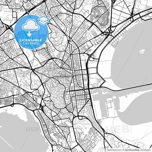 Layered PDF map of Tunis, Tunisia