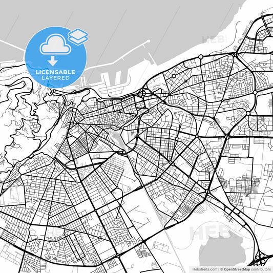 Layered PDF map of Oran, Algeria