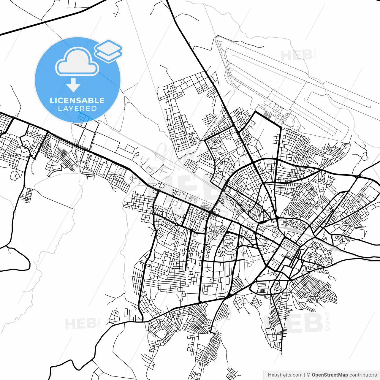Layered PDF map of Tebessa, Algeria