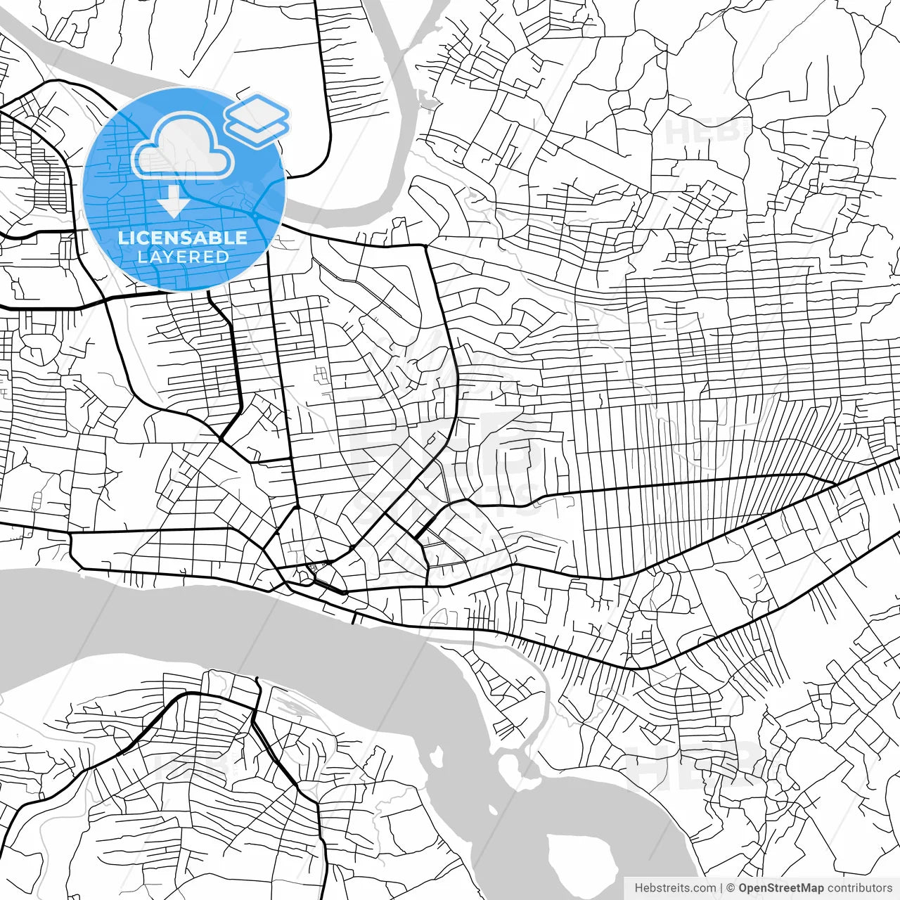 Layered PDF map of Kisangani, DR Congo