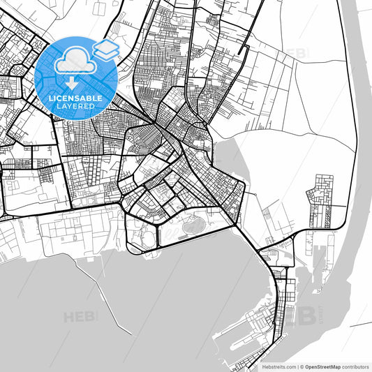 Layered PDF map of Suez, Egypt