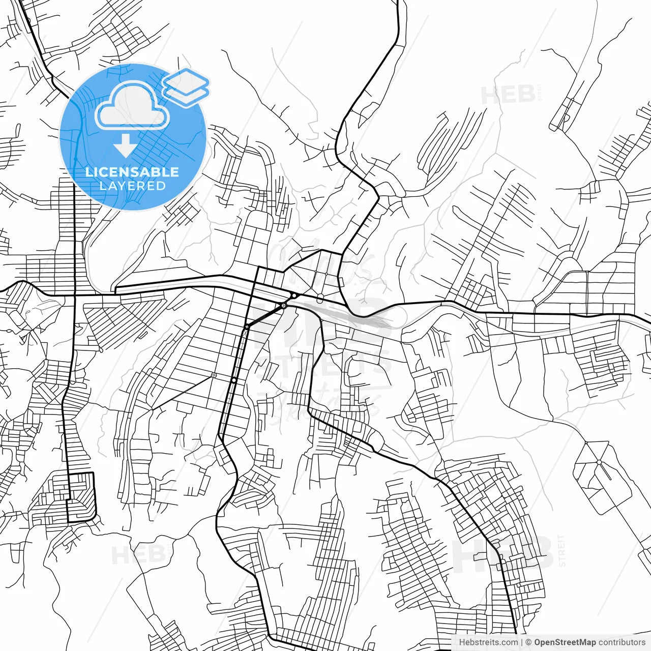 Layered PDF map of Kananga, DR Congo