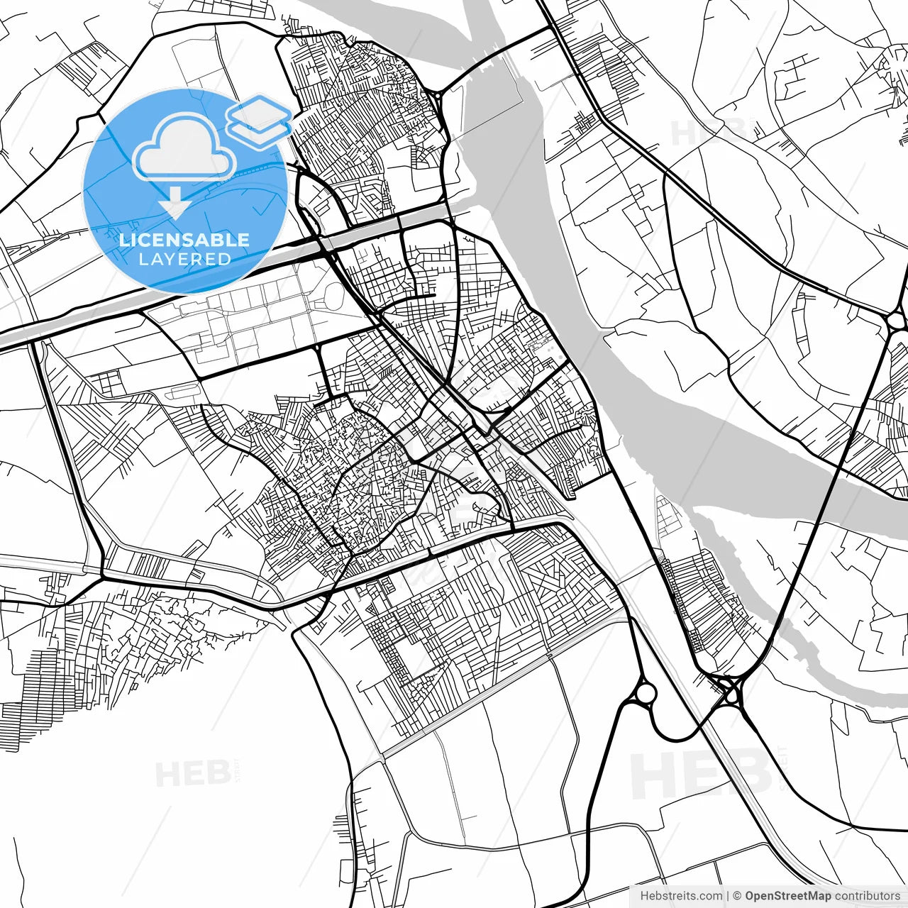 Layered PDF map of Asyut, Egypt