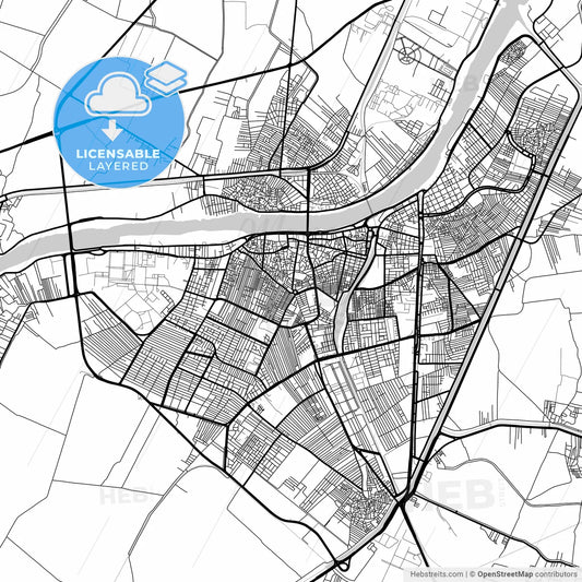 Layered PDF map of Al Mansurah, Egypt
