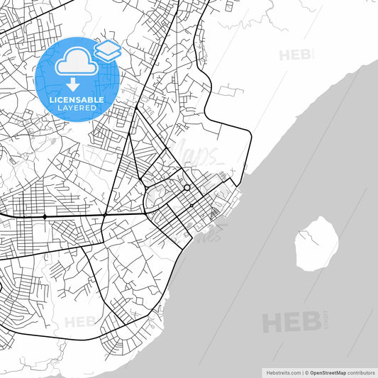 Layered PDF map of Bissau, Guinea Bissau