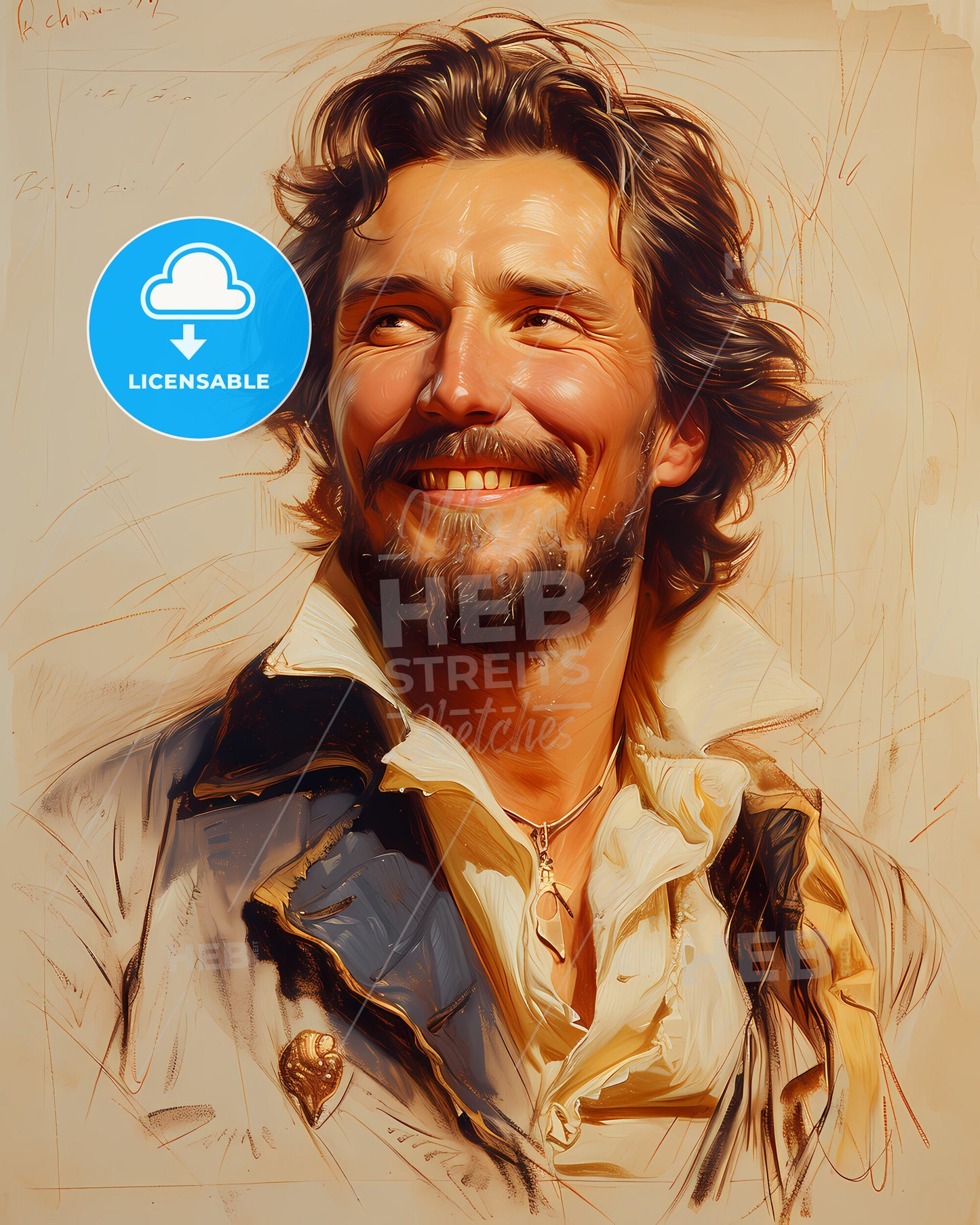 Robert, the Bruce, 1274 - 1329, a man smiling with long hair