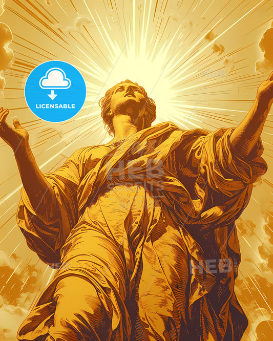 Hestia, Vesta, Goddess of the Hearth, a statue of a man with arms outstretched