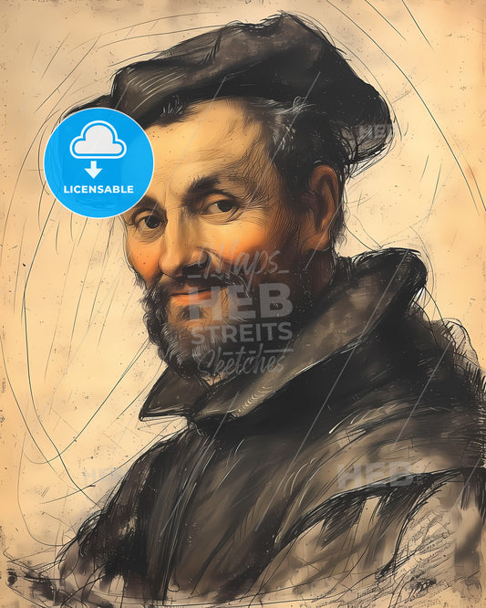 Juan RodrÍguez, Cabrillo, 1499 - 1543, a man with a beard wearing a hat