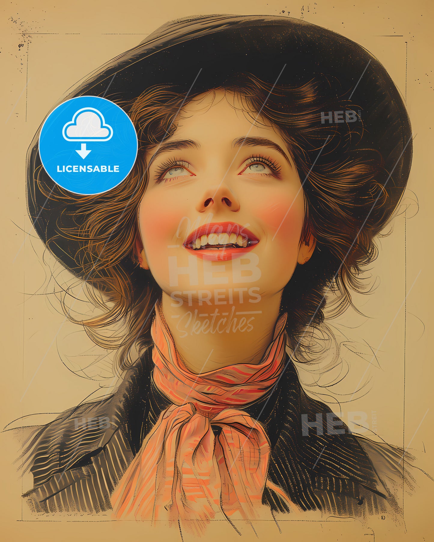 Adelina, Patti, 1843 - 1919, a woman looking up with a hat