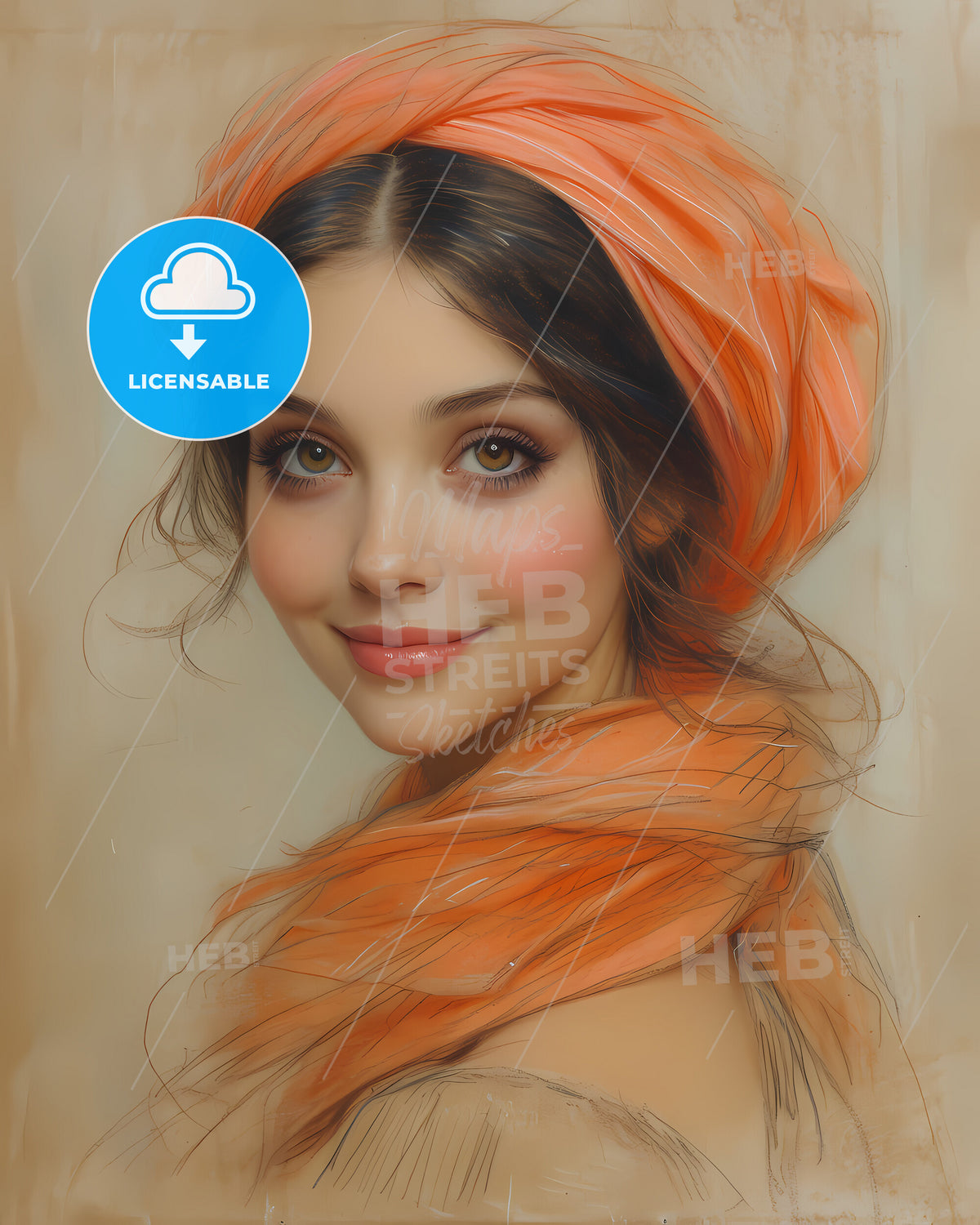 Hestia, Vesta, Goddess of the Hearth, a woman with a scarf around her head
