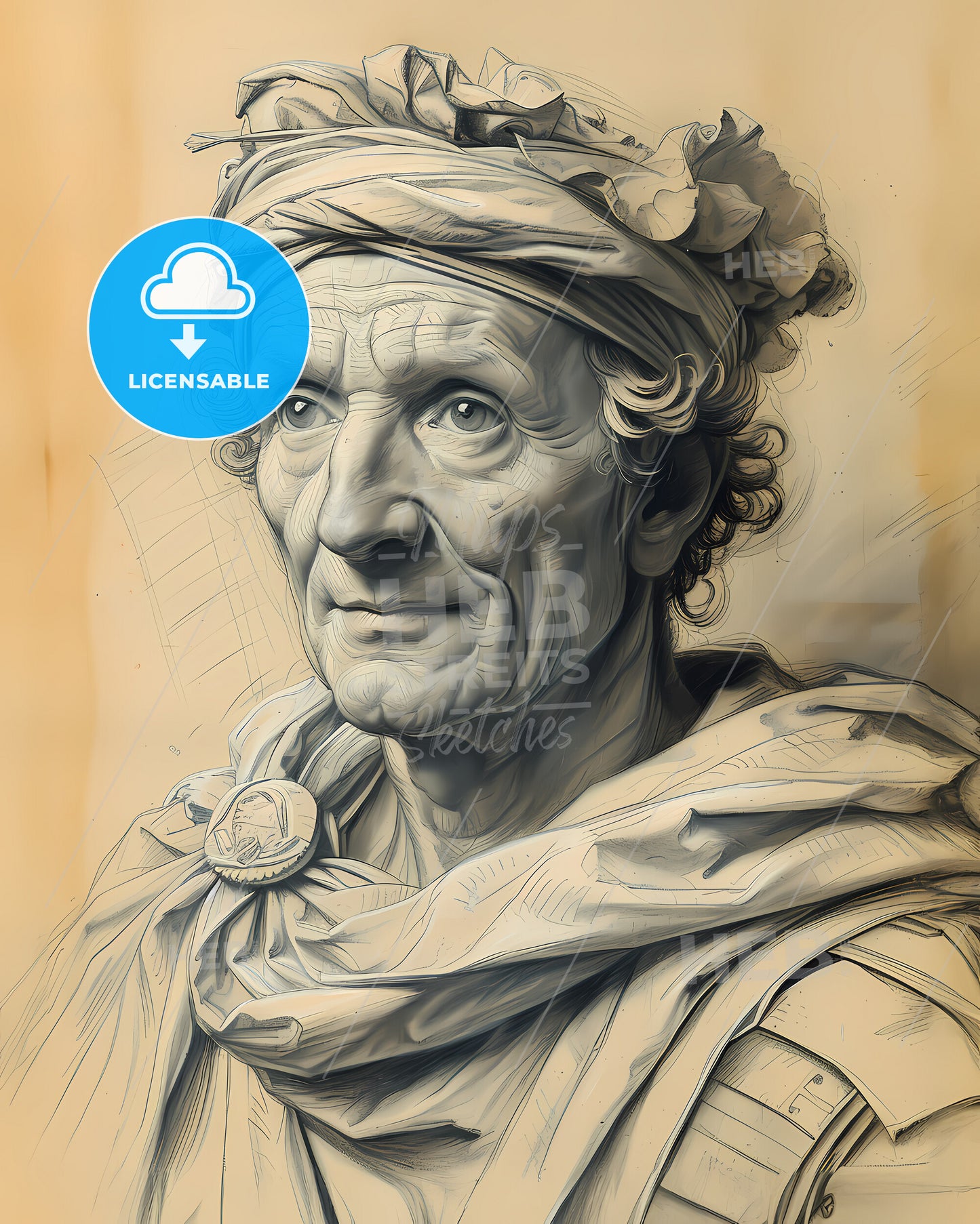 Livy, c. 59 BCE - c. 17 CE, a drawing of a man wearing a turban