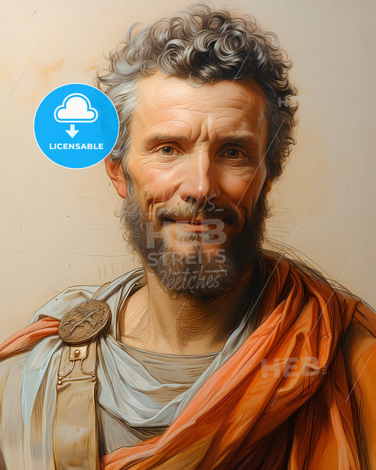 Marcus, Agrippa, 64 BCE - 12 BCE, a man with a beard and a beard wearing an orange robe