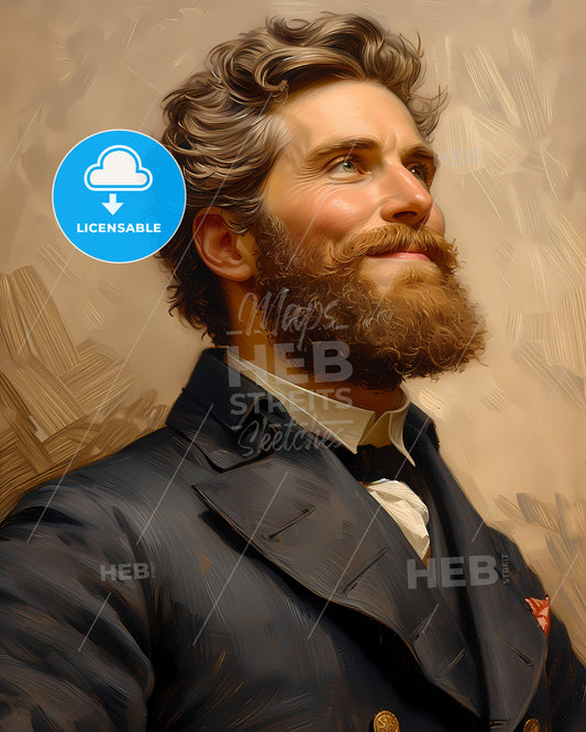 Jefferson, Davis, 1808 - 1889, a man with a beard looking up