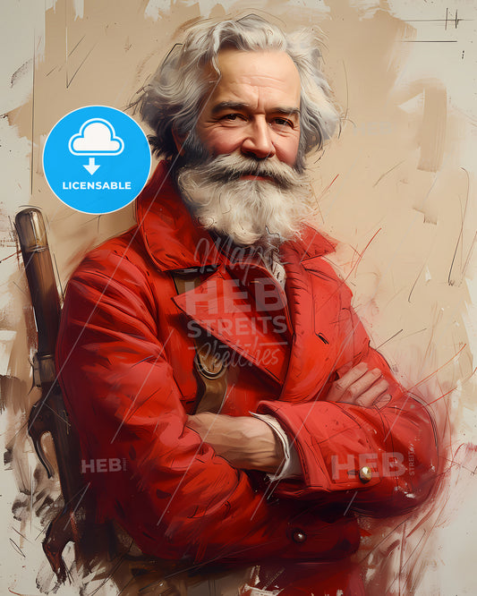 Karl, Marx, 1818 - 1883, a man with a beard and a red coat