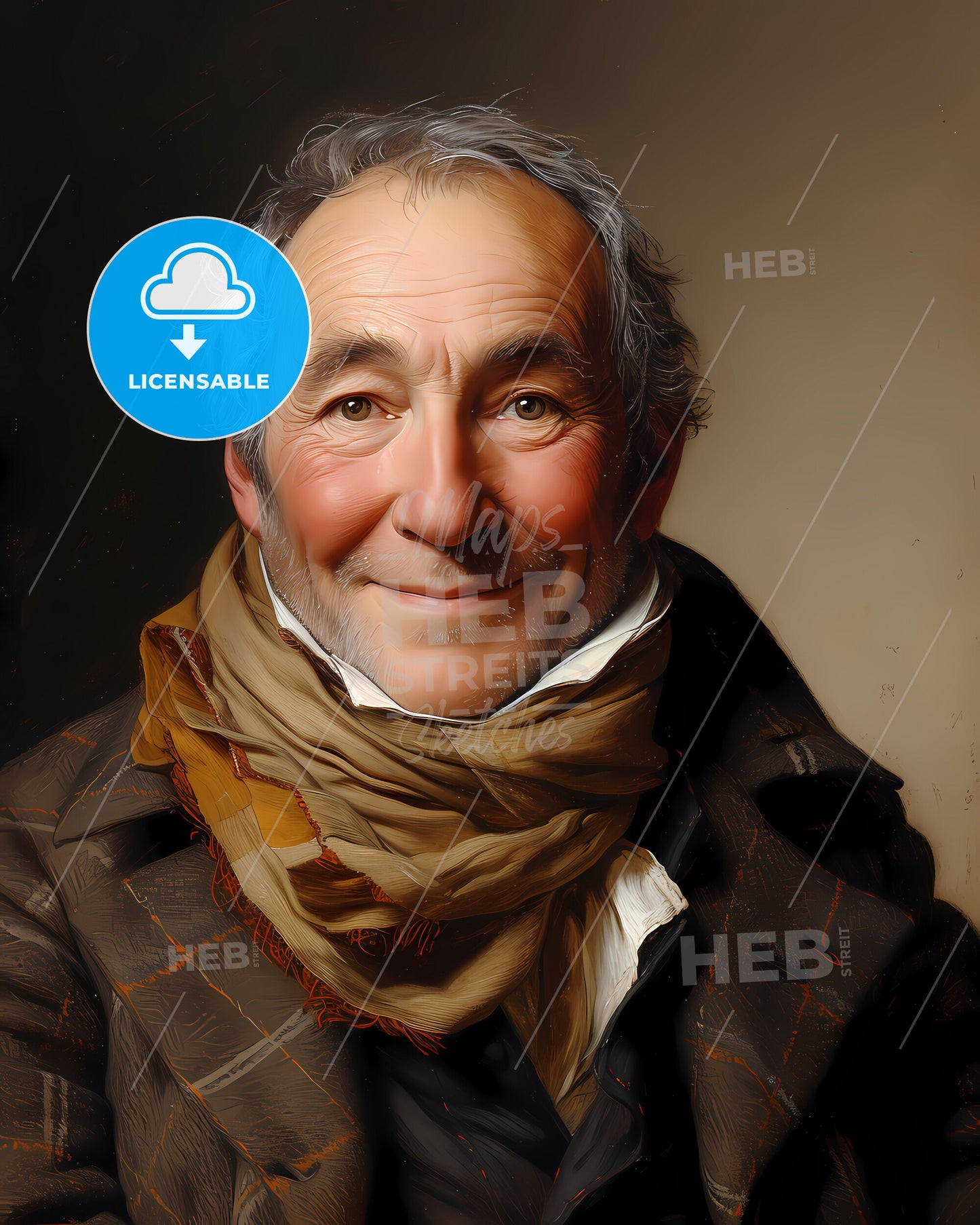 James, Watt, 1736 - 1819, a man with a scarf smiling