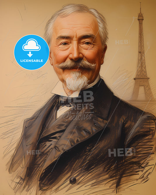 Gustave, Eiffel, 1832 - 1923, a man with a mustache and a suit
