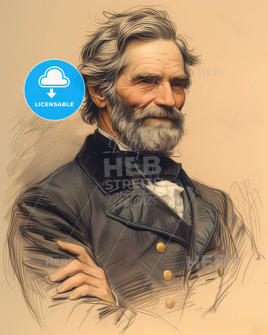 Robert E. , Lee, 1807 - 1870, a man with a beard and mustache wearing a suit