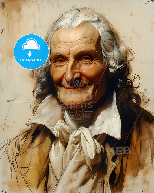 George, Anson, 1697 - 1762, a painting of a man with long white hair