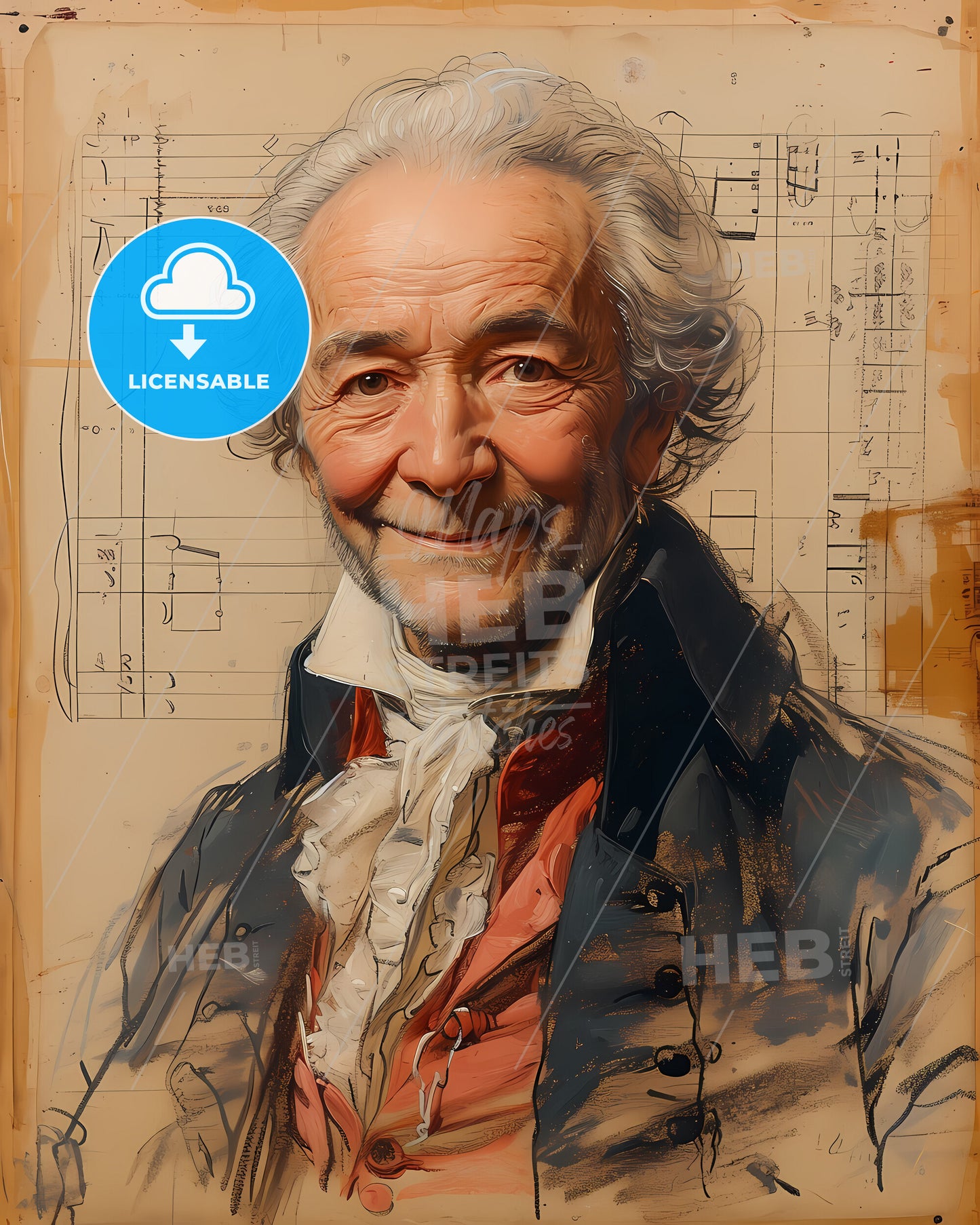 Leopold, Mozart, 1719 - 1787, a man in a garment