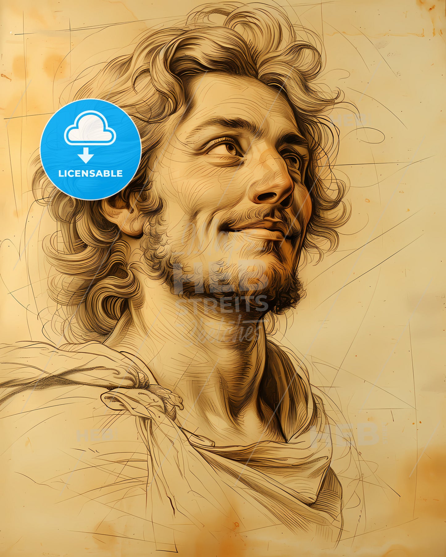 Alexander, the Great, 356 BCE - 323 BCE, a drawing of a man