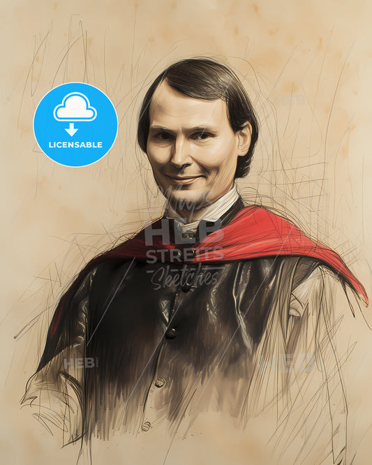 Niccolá, Machiavelli, 1469 - 1527, a man wearing a red cape