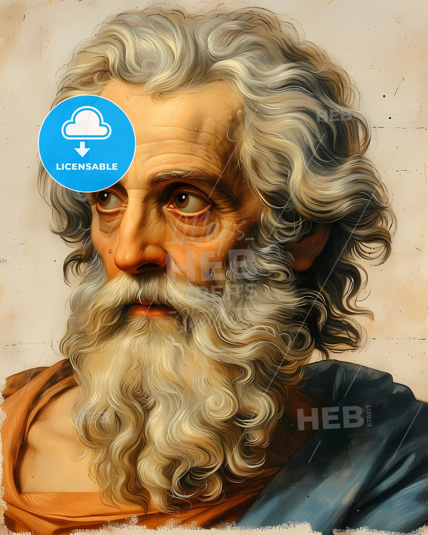 Plato, 428/427 BC - 348/347 BC, a painting of a man with a long white beard