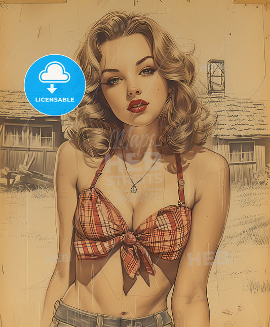 Strange, girl in creepy village, a woman in a garment