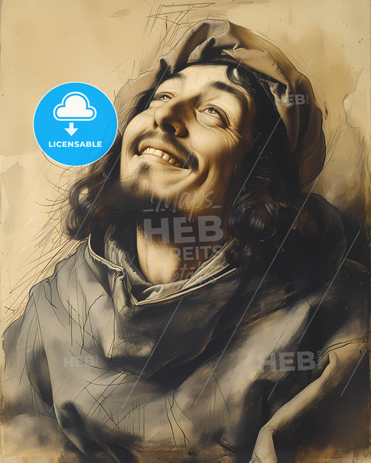 Hieronymus, Bosch, c. 1450 - 1516, a man smiling with a beard