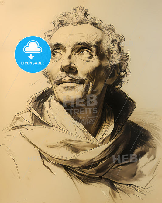 Giordano, Bruno, 1548 - 1600, a drawing of a man