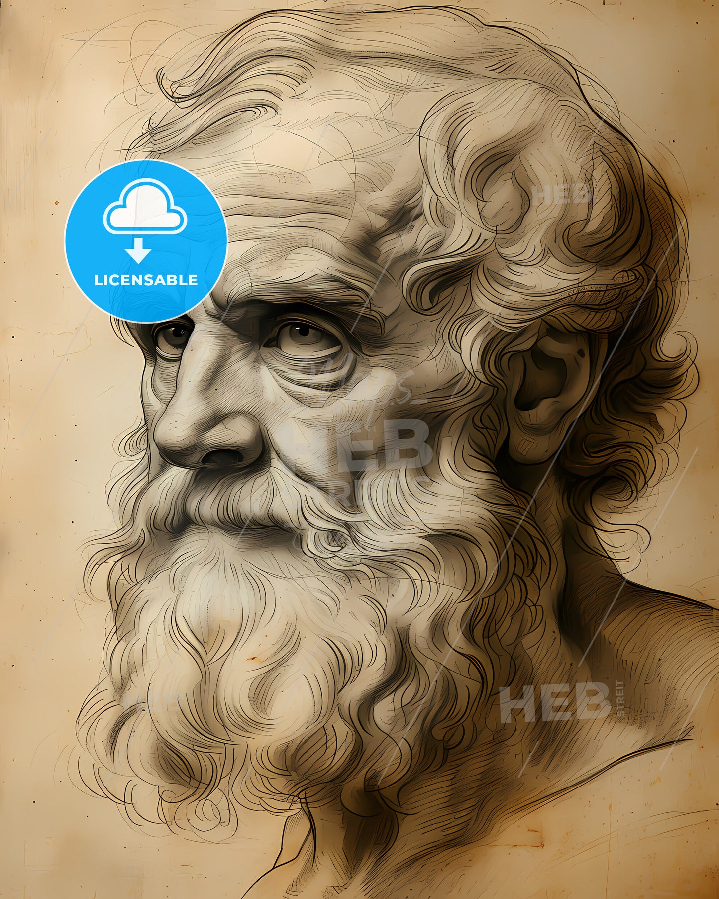 Plato, 428/427 BC - 348/347 BC, a drawing of a man with a beard