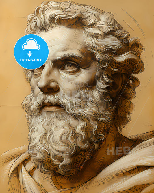 Empedocles, c. 490-484 BC - c. 430-430 BC, a drawing of a bearded man