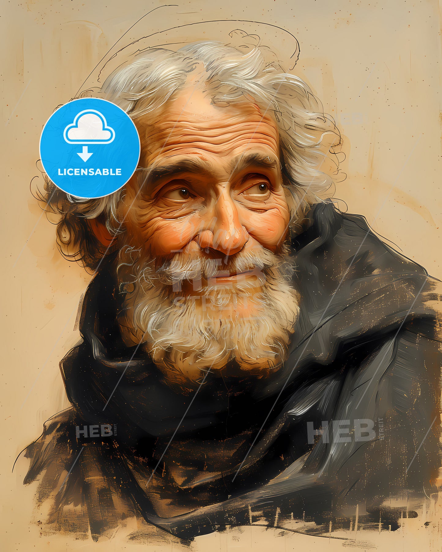 St. Thomas, Aquinas, 1225 - 1274, a painting of a man with a beard