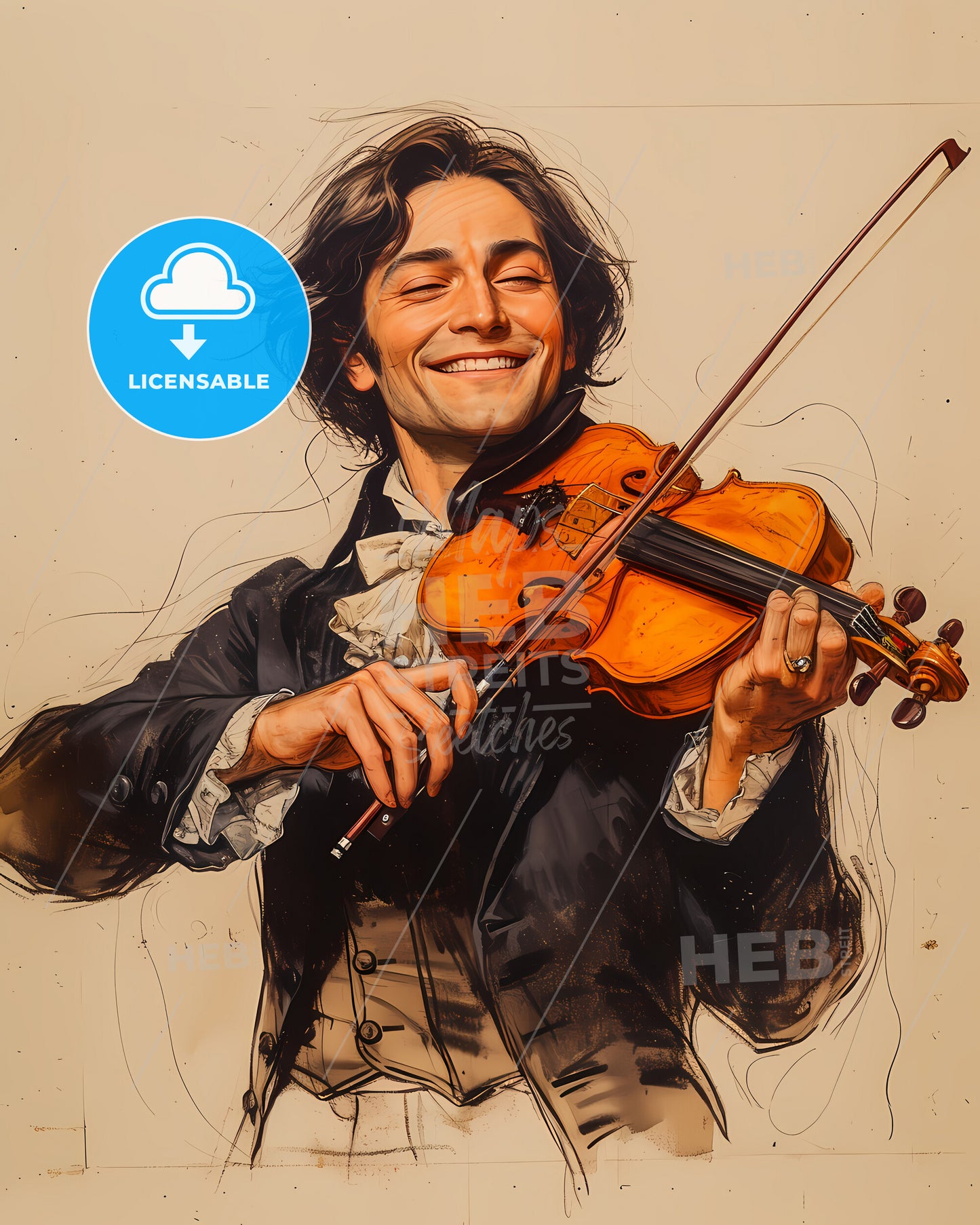 Arcangelo, Corelli, 1653 - 1713, a man playing a violin