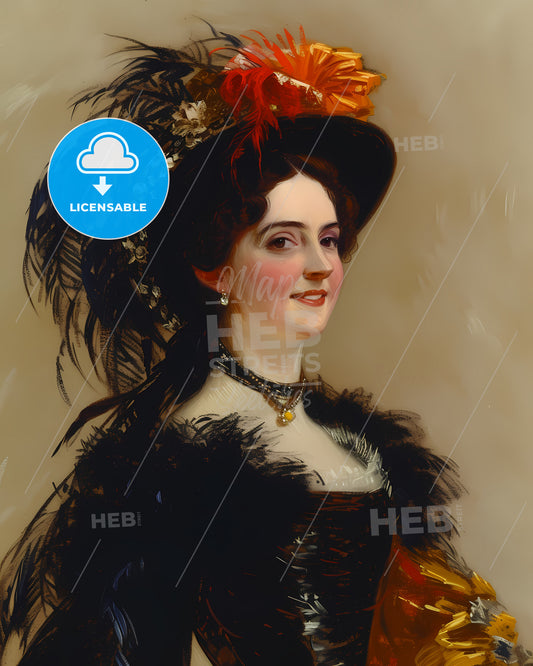 Ada, Lovelace, 1815 - 1852, a woman in a hat and feathered dress