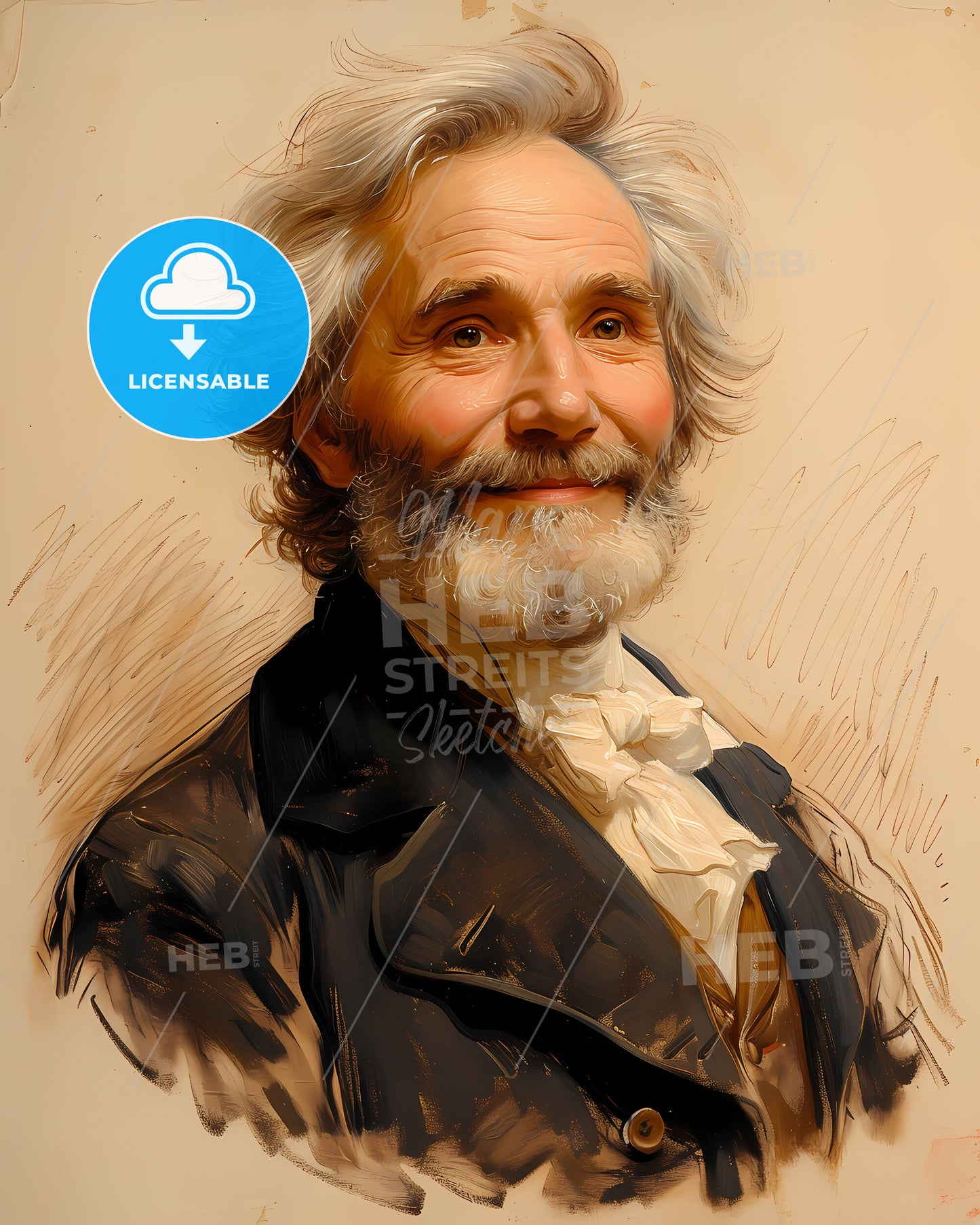 Jean-Baptiste, Lamarck, 1744 - 1829, a painting of a man with a beard