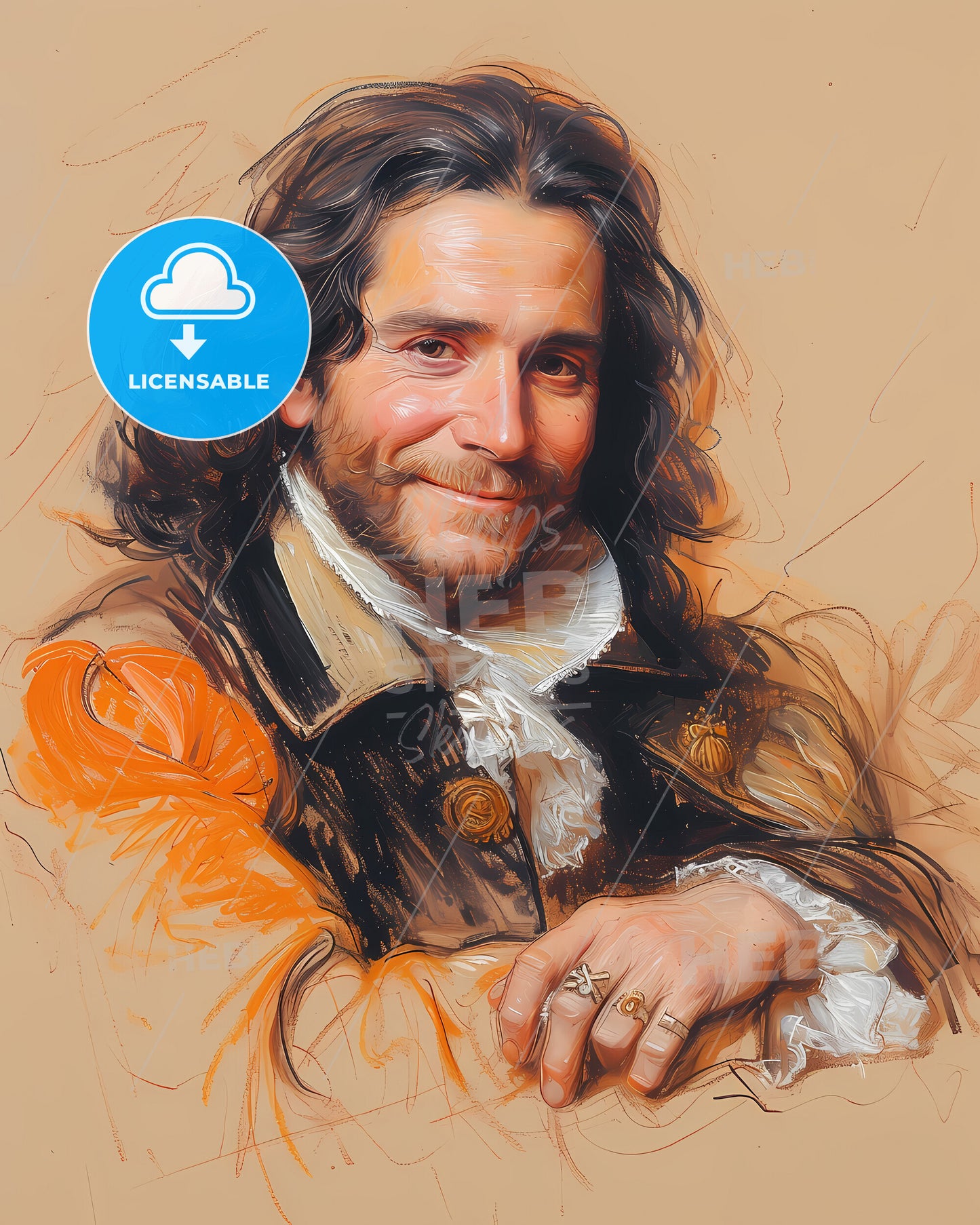 Charles, XI of Sweden, 1655 - 1697, a man with long hair wearing a garment