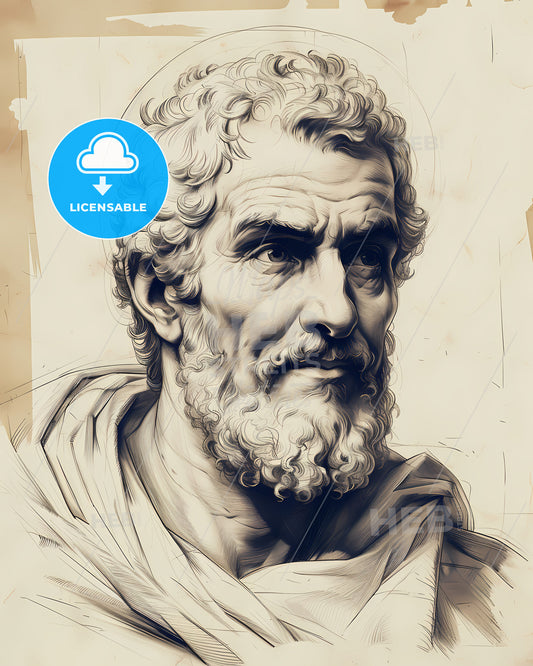 St. Augustine, of Hippo, 354 - 430, a drawing of a man with a beard