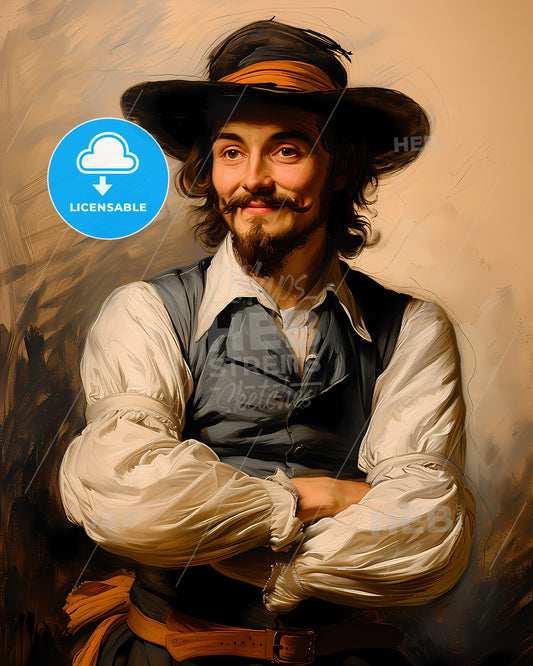 John, Lyly, 1553 - 1606, a man with a mustache and a hat