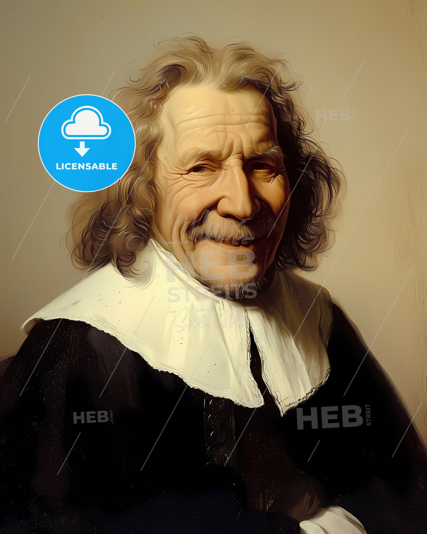 Cornelius, Jansen, 1585 - 1638, a man with long hair and a white collar