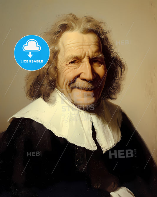 Cornelius, Jansen, 1585 - 1638, a man with long hair and a white collar