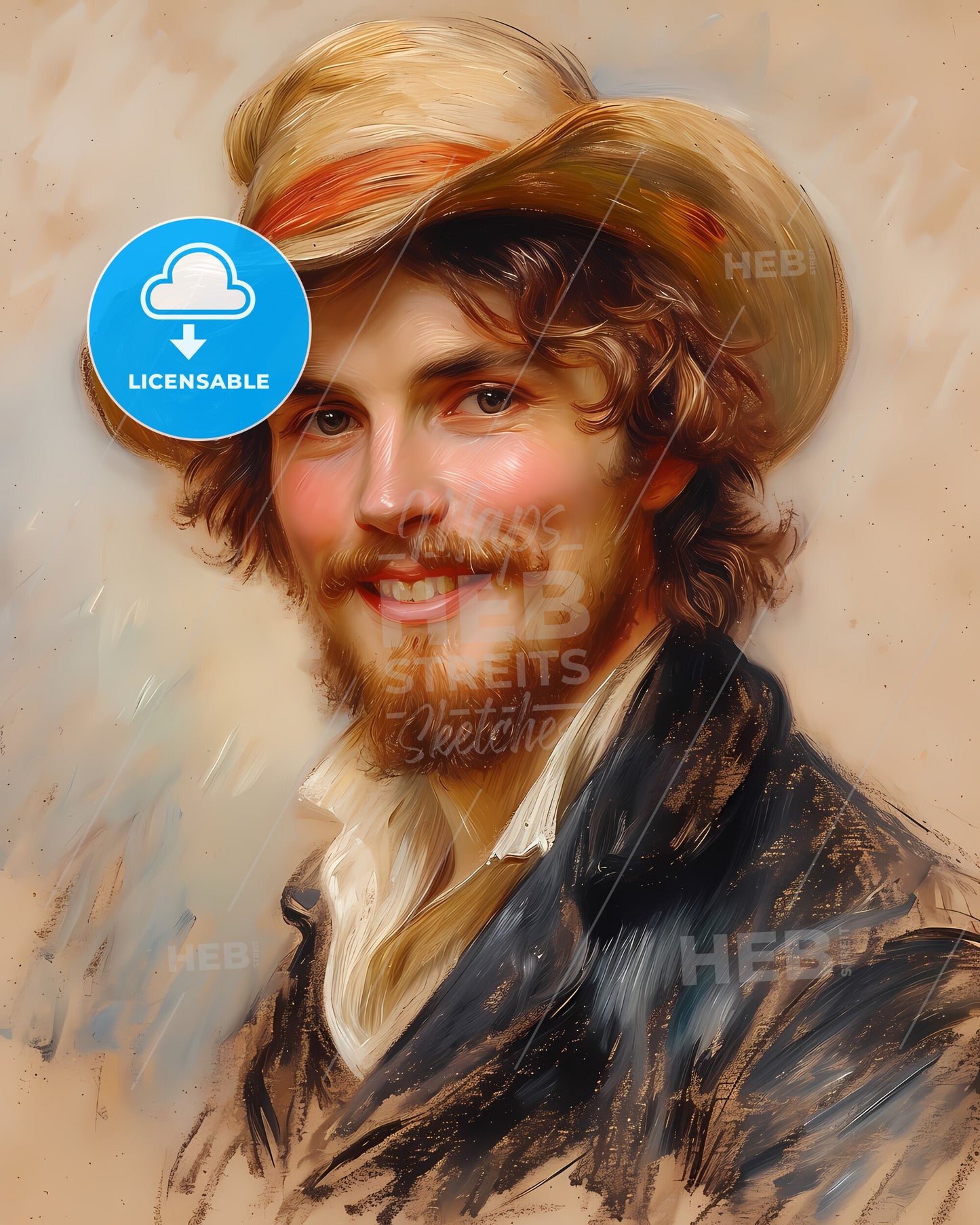 Pierre-Auguste, Renoir, 1841 - 1919, a man wearing a hat