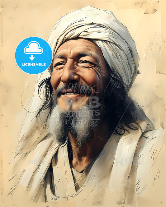 Avicenna, Ibn Sina, 980 - 1037, a man with a beard and a white turban
