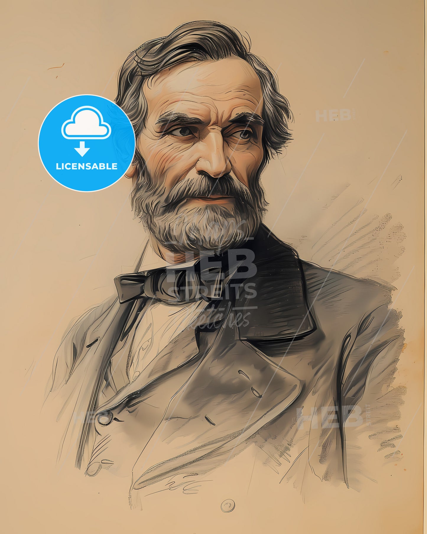 General, Winfield Scott, 1786 - 1866, a man with a beard and a bow tie