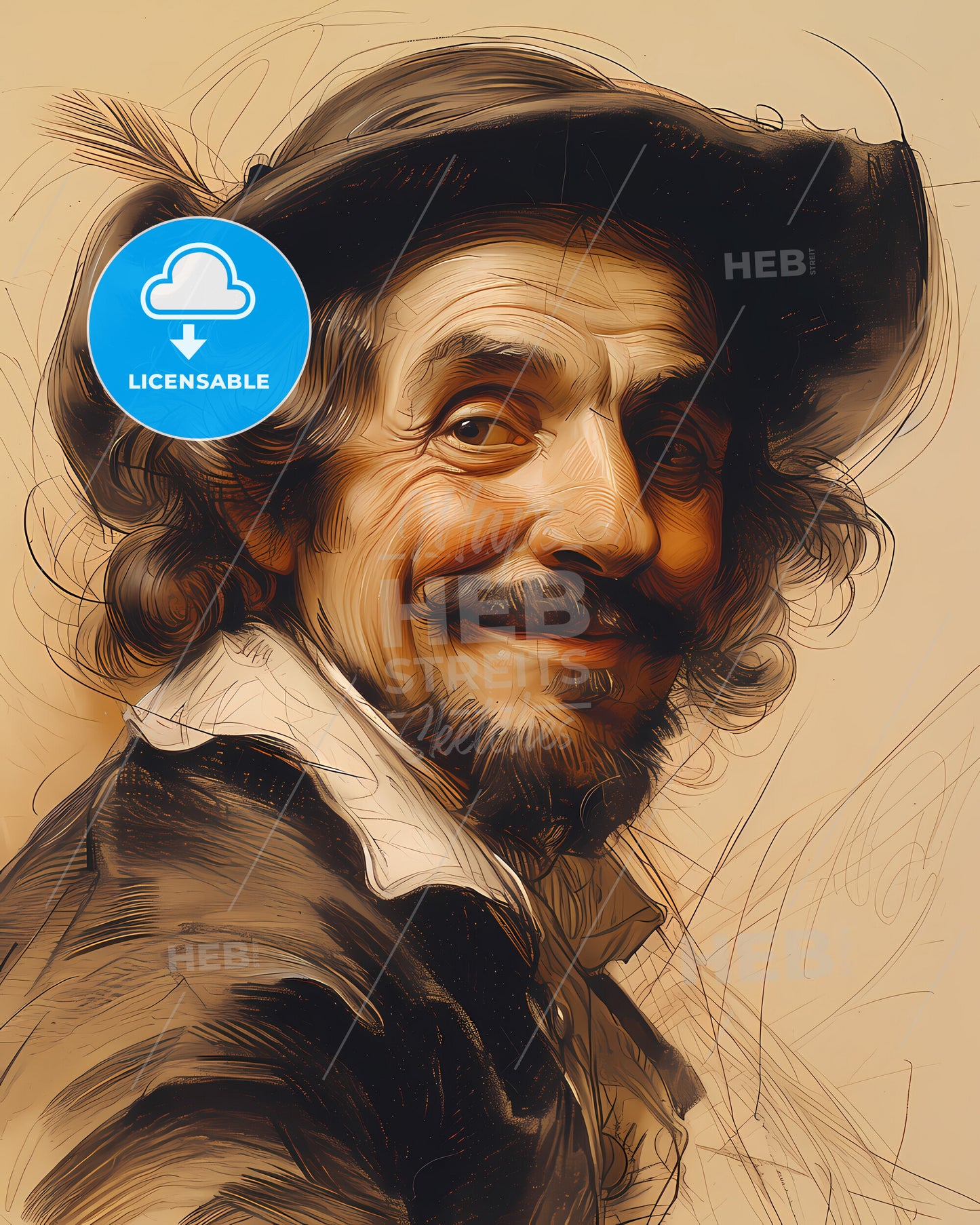 Heinrich, Schütz, 1585 - 1672, a man with a beard wearing a hat