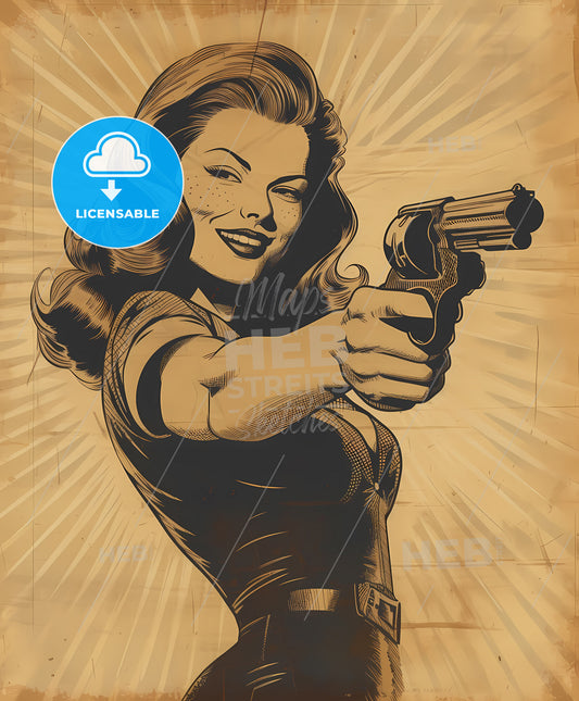 my, cowgirl, a woman pointing a gun